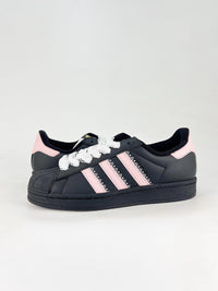 Adidas superstar black and pink